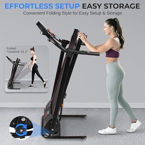Foldable Electric Treadmill 6mph Home Walking Running Machine w/ LCD & App