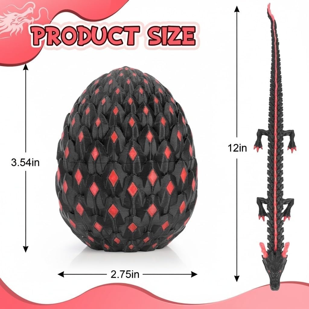 Glow in Dark Articulated Dragon Egg 12in Fantasy Fidget Desk Toy