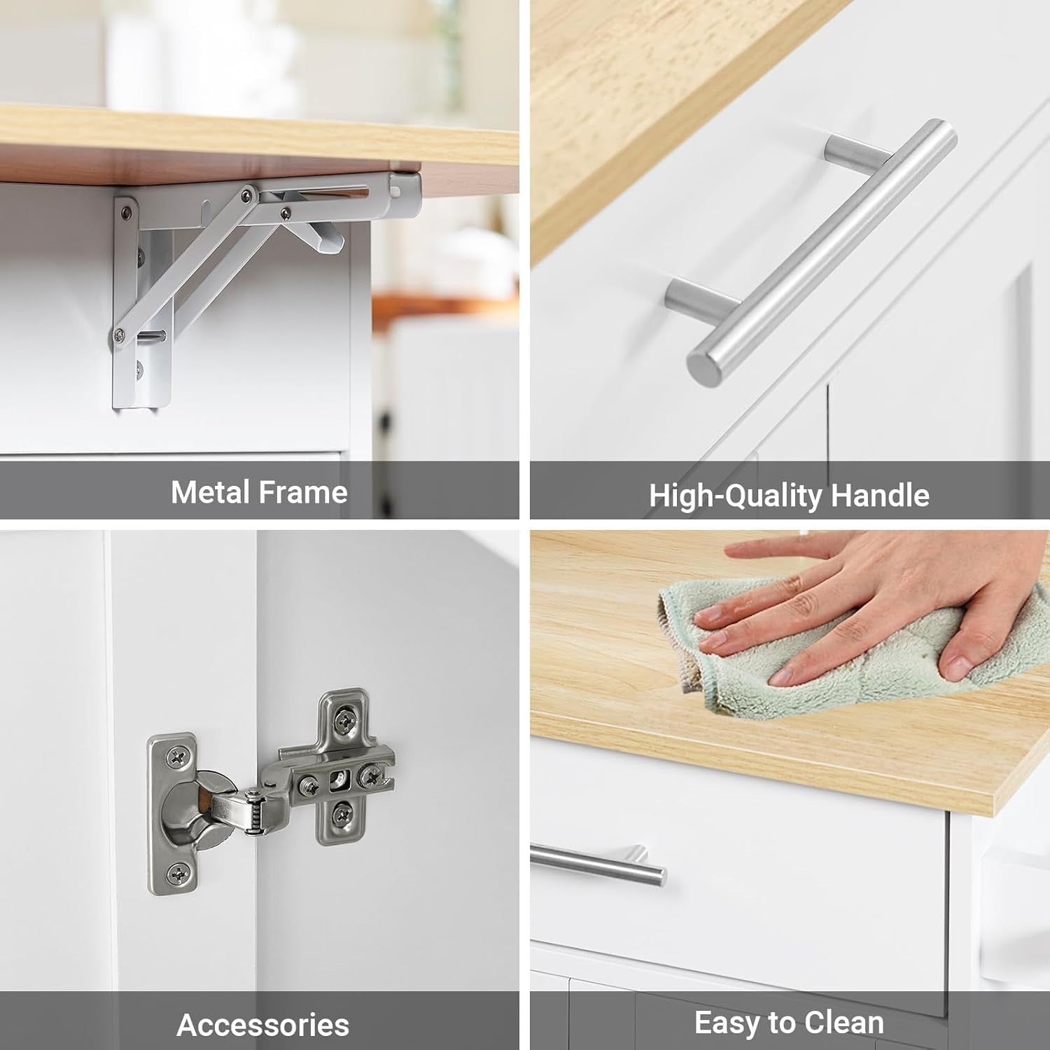 Rolling Kitchen Island Cart w Extendable Worktop Drawers Shelves