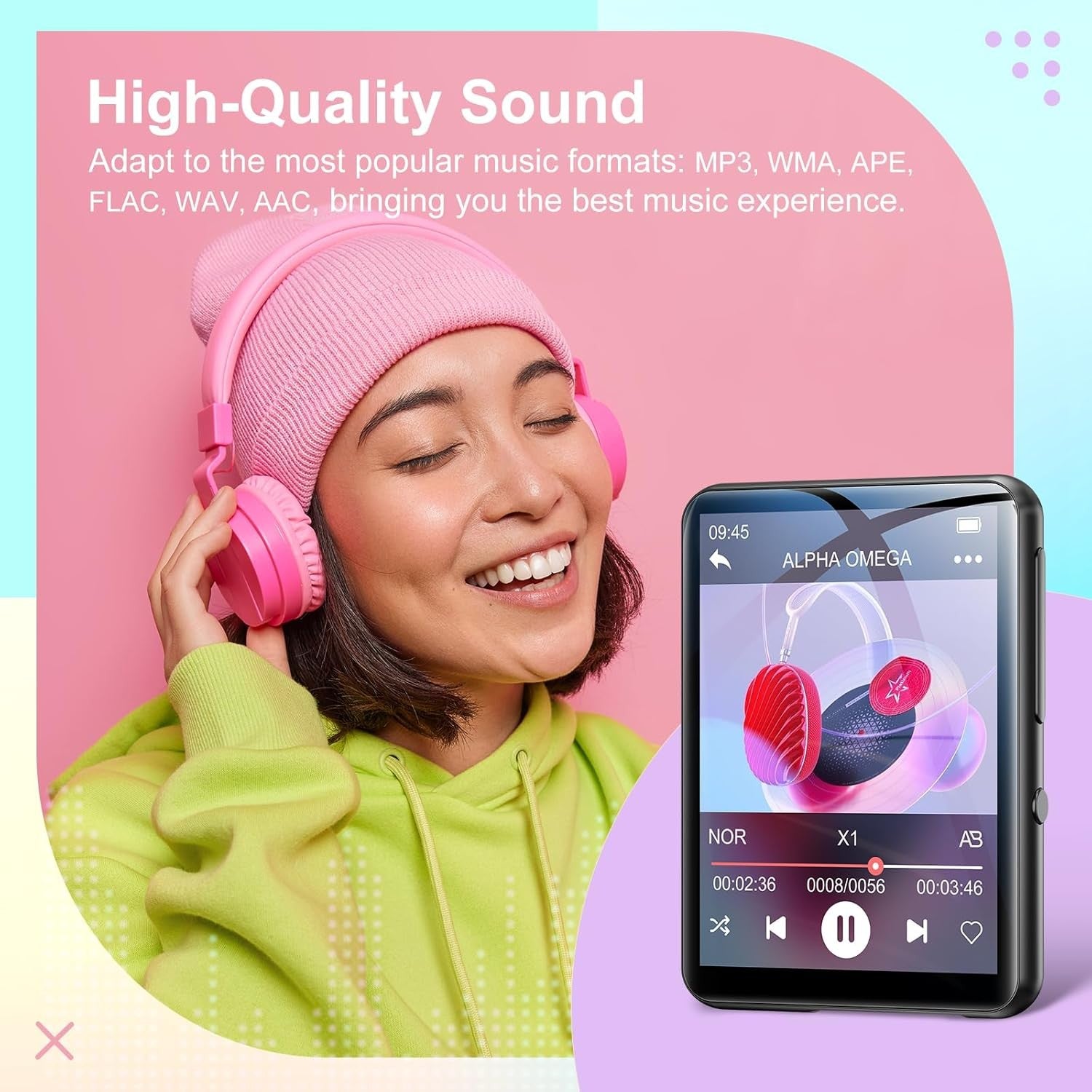128GB MP3 Player Bluetooth 5.4 2.4" Touch FM Speaker
