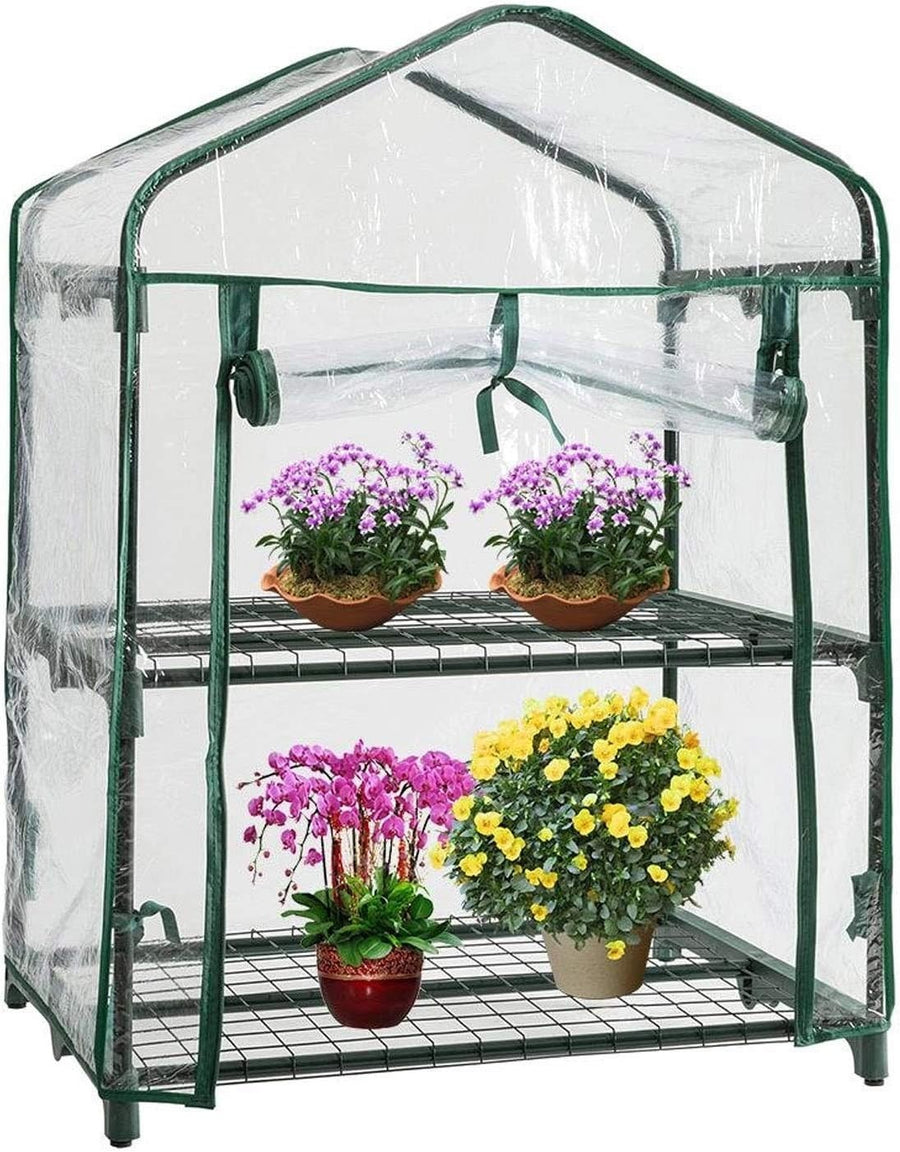 2-Tier Mini Greenhouse 50x45x180cm PVC Cold Frame Outdoor Garden Grow House