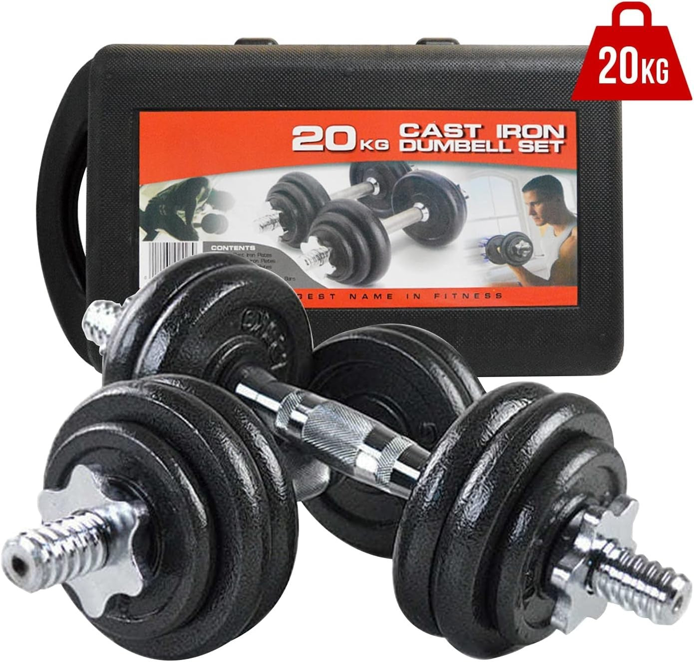 20KG Adjustable Dumbbells Set Spinlock Cast Iron Home Gym Weights