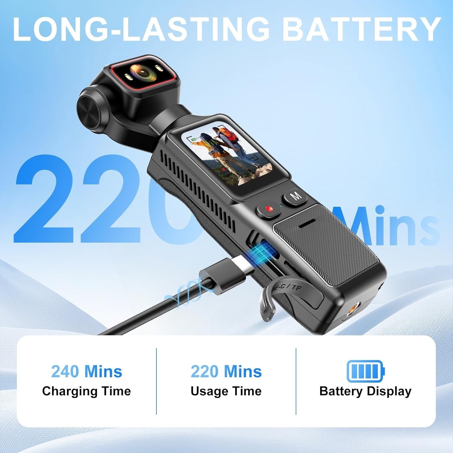 4K WiFi Action Camera Rotating Lens Vlog Body Cam w/64GB Card