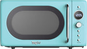700W Retro Microwave 20L Blue LED Digital Mini Oven 8 Modes Glass Plate