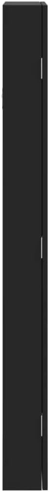 LED Wall Mounted Jewelry Cabinet Mirror Lockable Vertical Storage Black