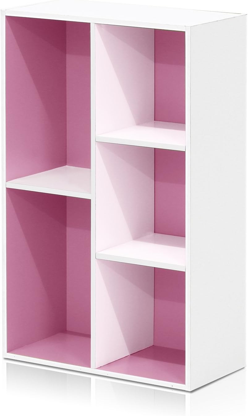 5 Cube Bookcase Storage Open Shelf Compact Organizer Bookshelf Display Pink