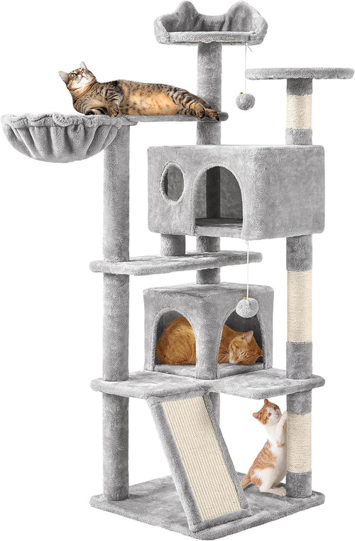 Large Cat Tree 144.5cm Multi Level Tower With Condos Scratching Posts