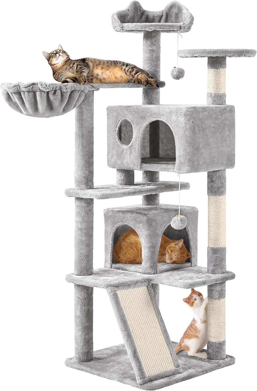 Large Cat Tree 144.5cm Multi Level Tower With Condos Scratching Posts