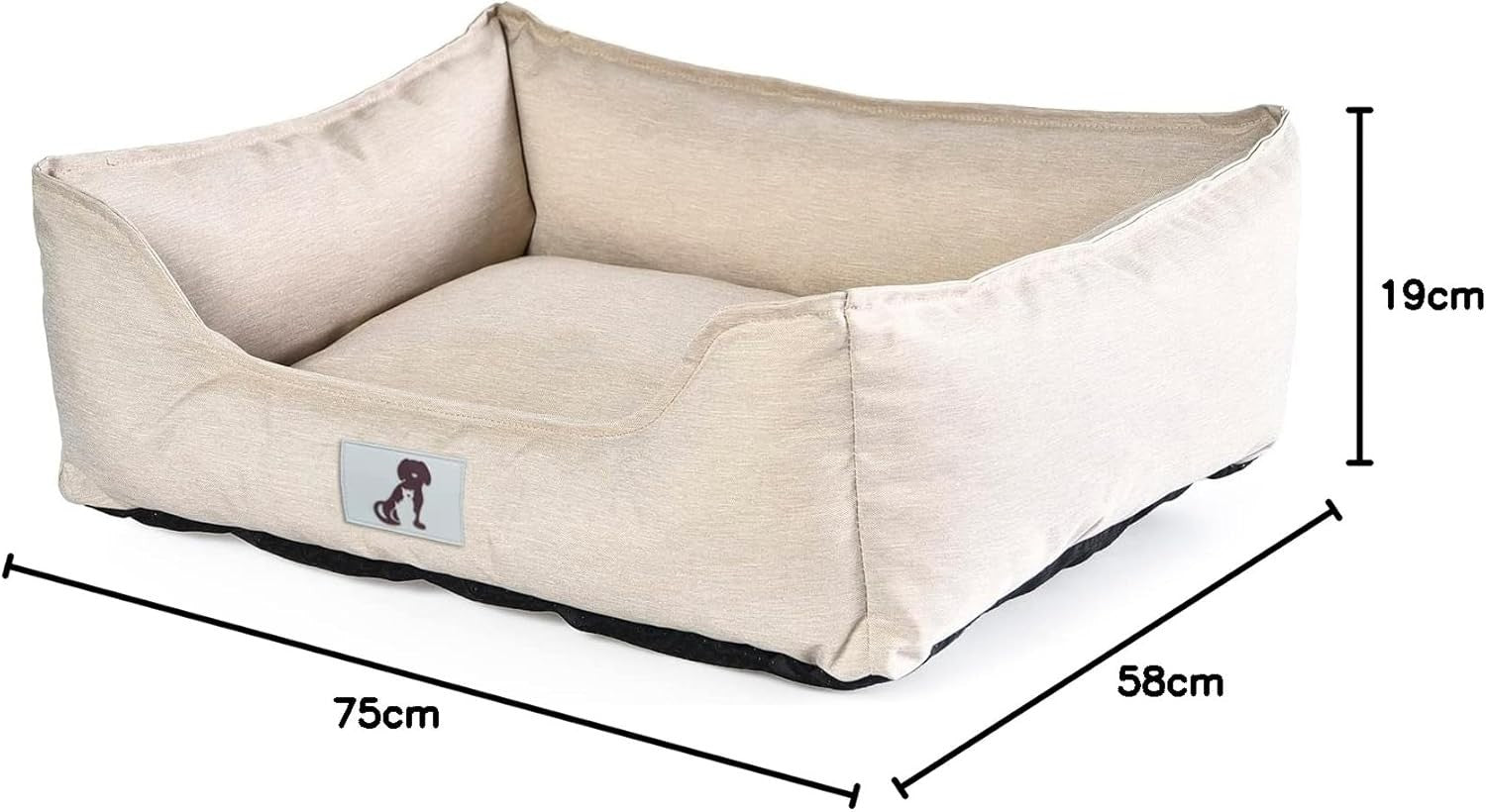 Medium Waterproof Dog Bed 75x58cm Washable Basket Cream