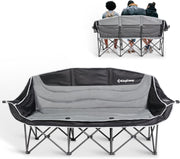 3 Seater Folding Camping Sofa Chair Heavy Duty Padded w/ Cup Holder
