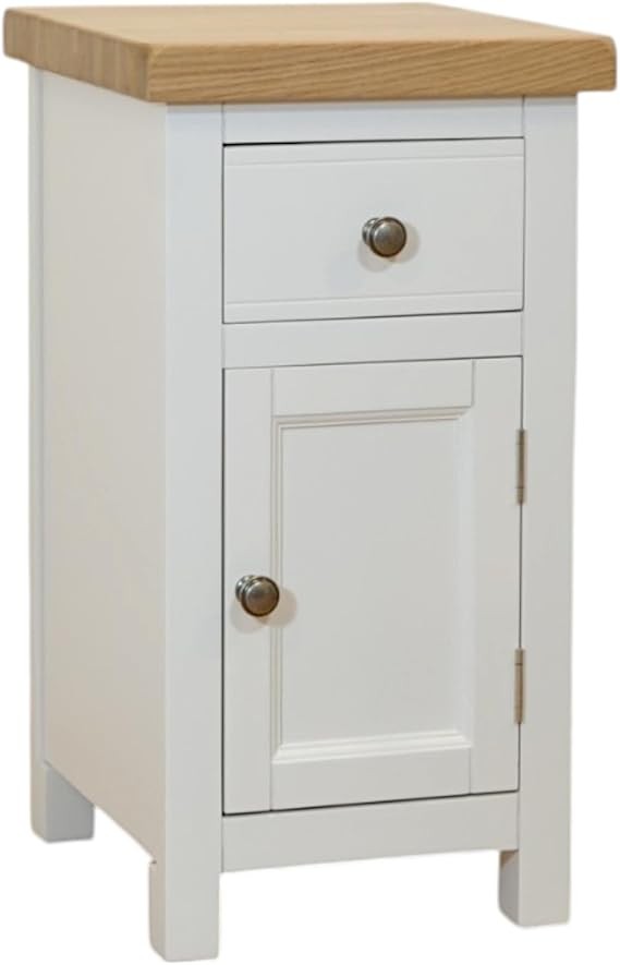 Snow White Bedside Cabinet with Drawer & Cupboard | Fully Assembled Unit