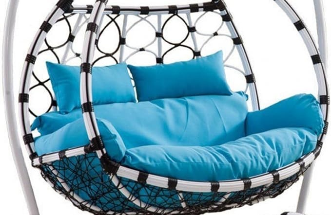 Rattan Double Egg Hanging Chair 2 Seater Swing Hammock Waterproof Garden
