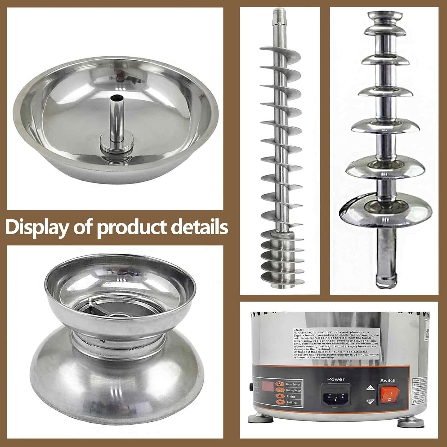 Electric 5 Tier Chocolate Fountain Fondue Machine Wedding Party Buffet