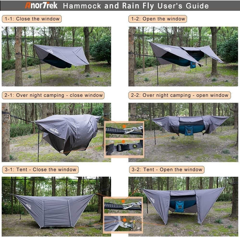 Camping Hammock Tent Blue 2-Person | 118x78in Bug Net + 138x114in Rainfly