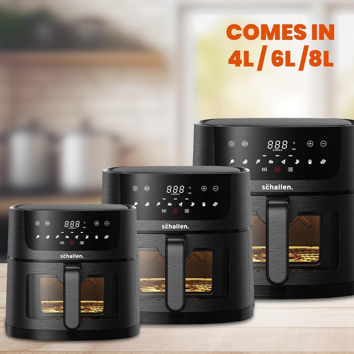 Air Fryer Touchscreen Window No Oil Low Fat 1500W 80-210C 60min Timer