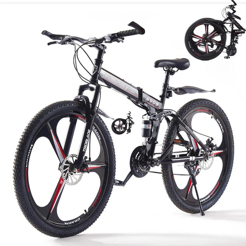 Foldable 24” Mountain Bike 21-Speed Dual Suspension Lightweight Adult Youth