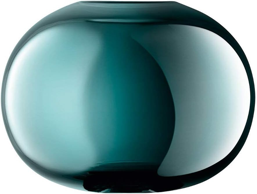 Green Glass Vase Round Handmade Decorative Flower Bowl Modern Home Decor