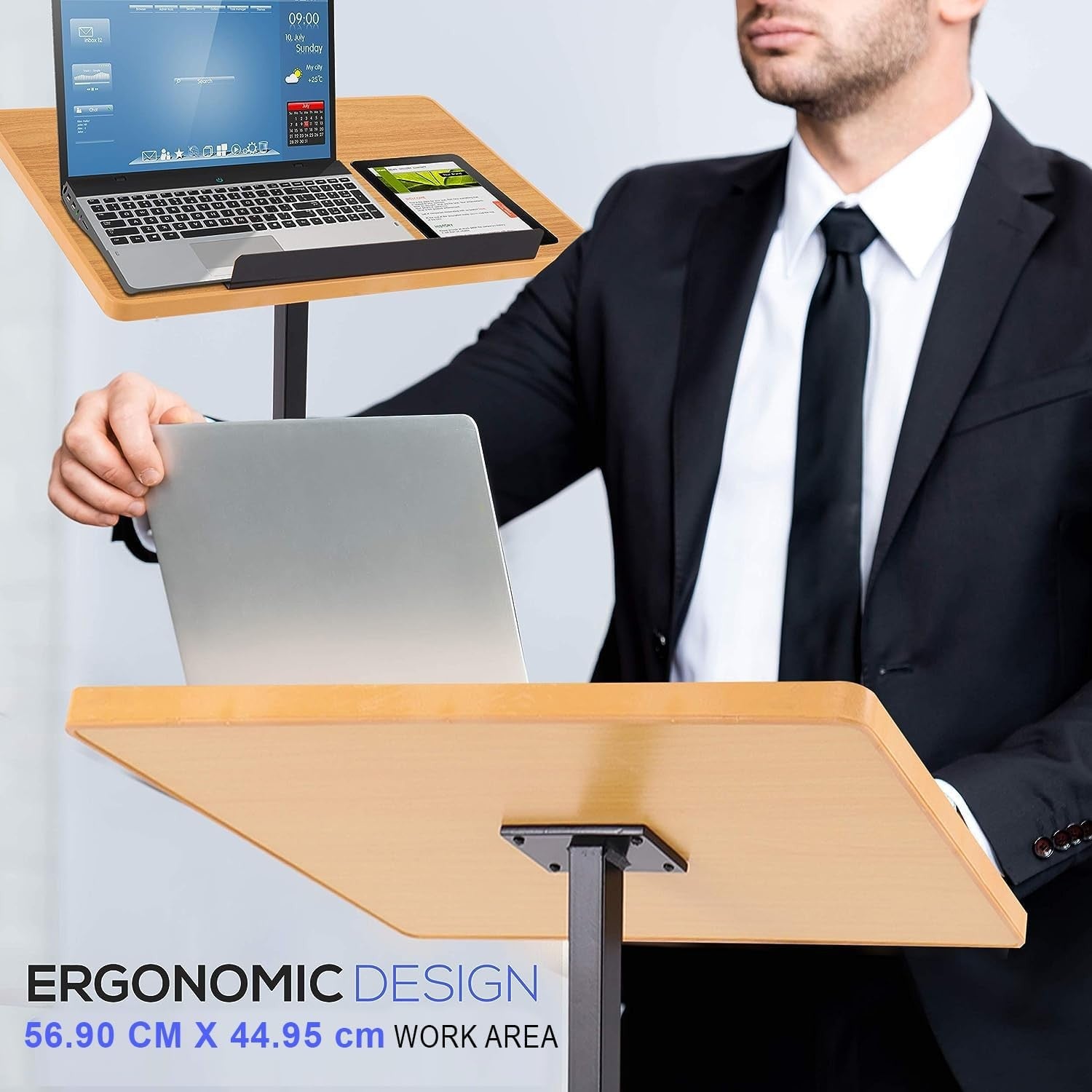 Height Adjustable Floor Lectern Podium Stand Laptop Reading Desk Black