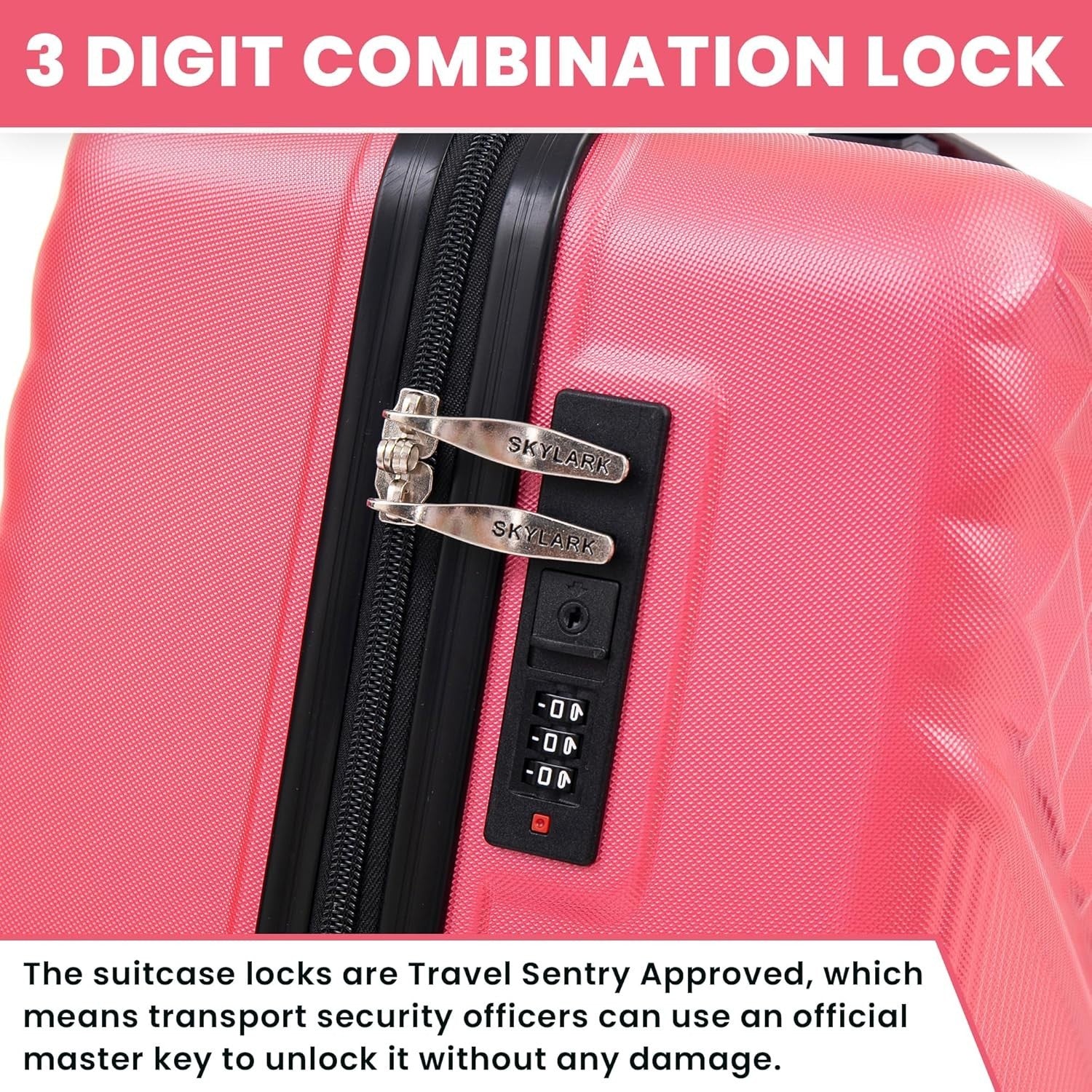 24 Inch ABS Check In Luggage Lightweight Hard Shell 4 Wheel Spinner 66L