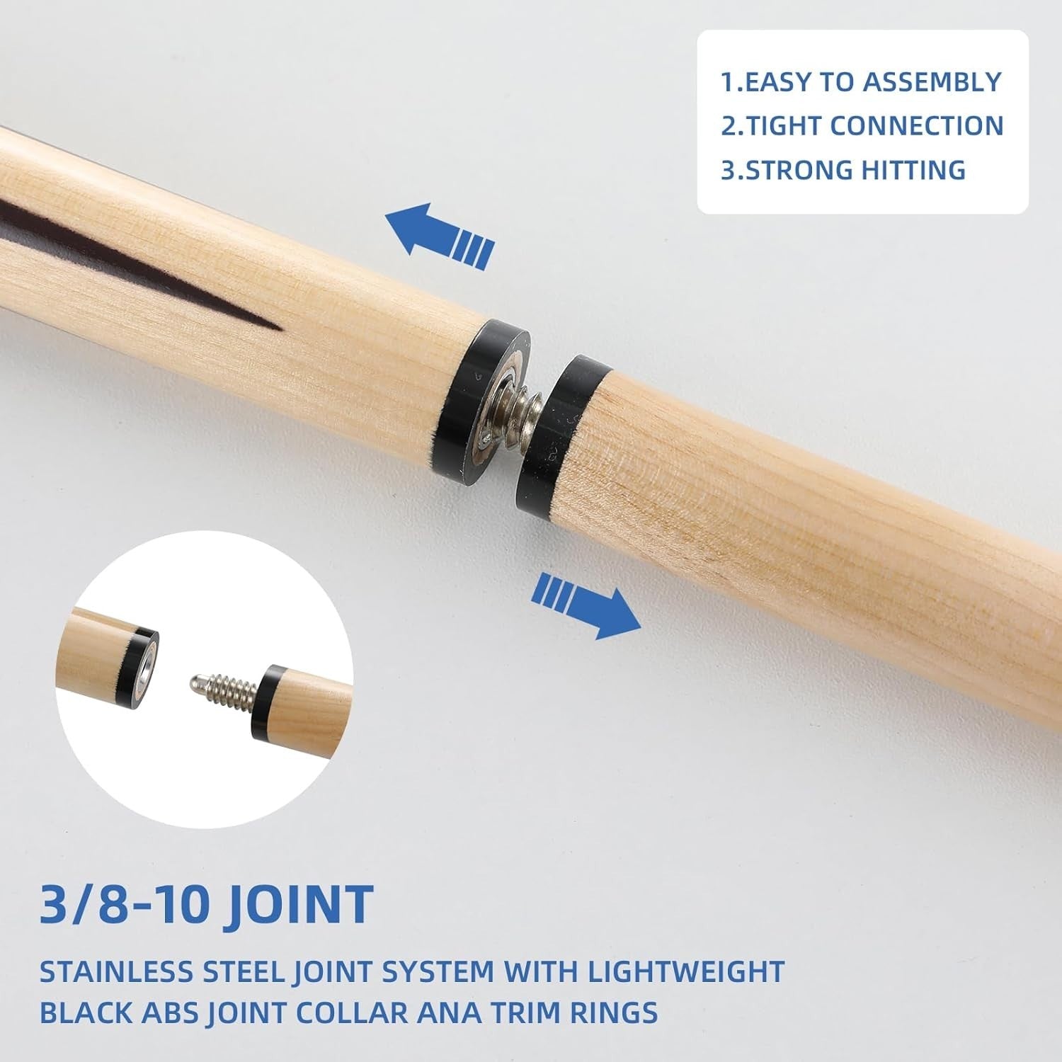 48in Pool Cue Set 4 Sticks 13mm Tip Canadian Wood 2pc 17–21oz