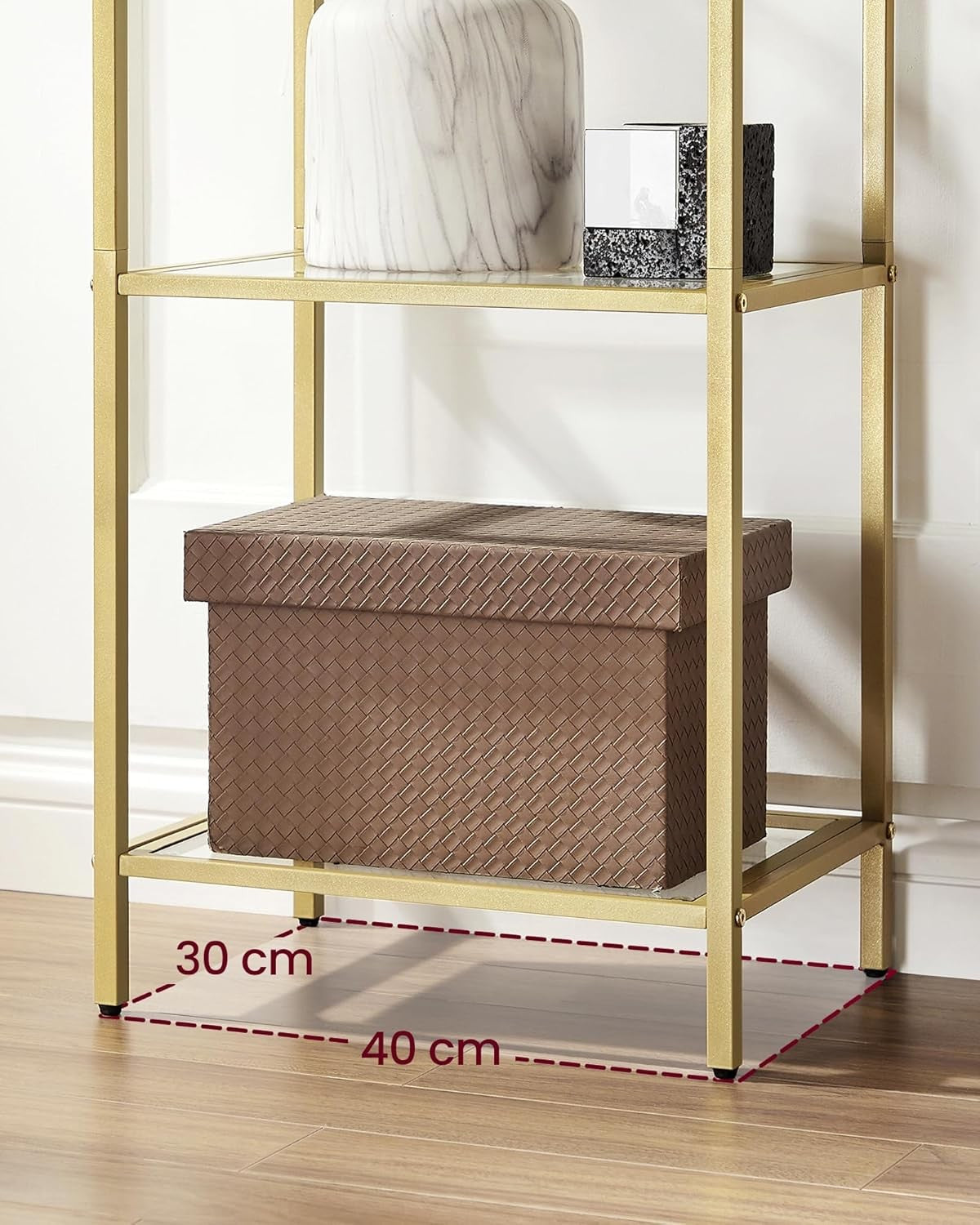 5-Tier Gold & Glass Shelving Unit Tall Arched Display Rack for Modern Homes