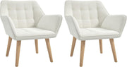 Set of 2 Cream White Velvet Armchairs Wide Arm Accent Chairs Modern Lounge