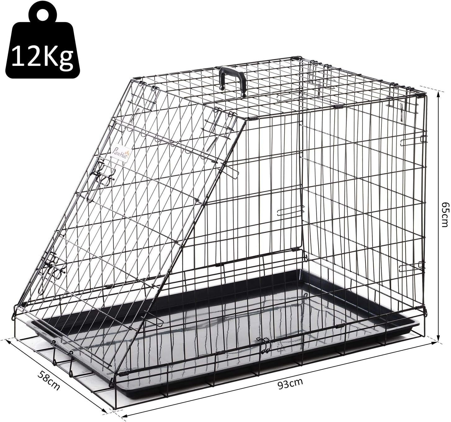 Folding Metal Dog Crate with Tray & Handle – Portable Car Travel Cage