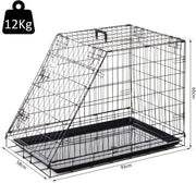 Folding Metal Dog Crate with Tray & Handle – Portable Car Travel Cage