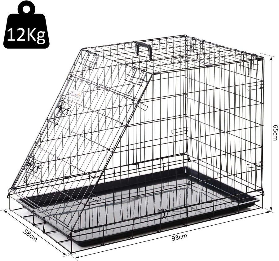 Folding Metal Dog Crate with Tray & Handle – Portable Car Travel Cage