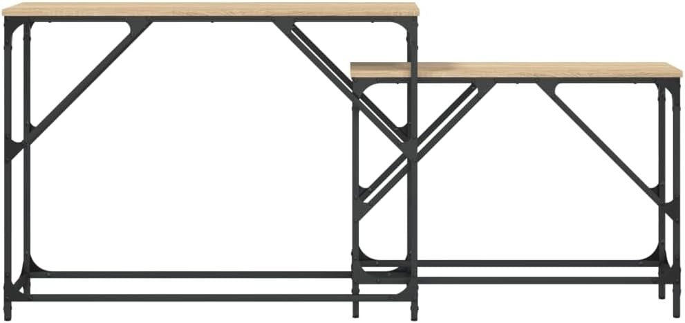 Nesting Console Table Sonoma Oak Metal Frame 80kg Capacity Entry Sofa Side Desk