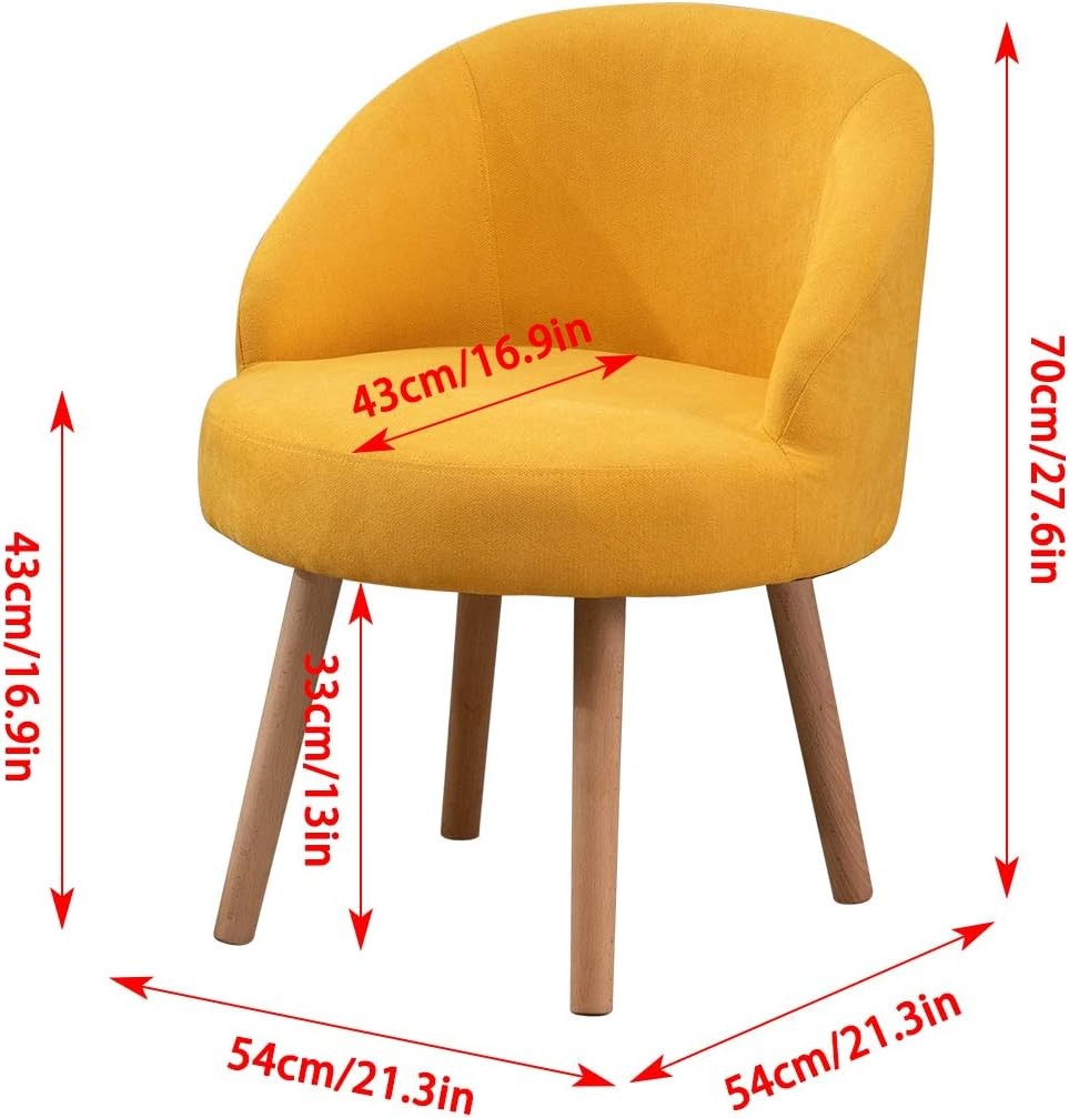Set of 2 Yellow Linen Tub Chairs Lounge Side Armchairs