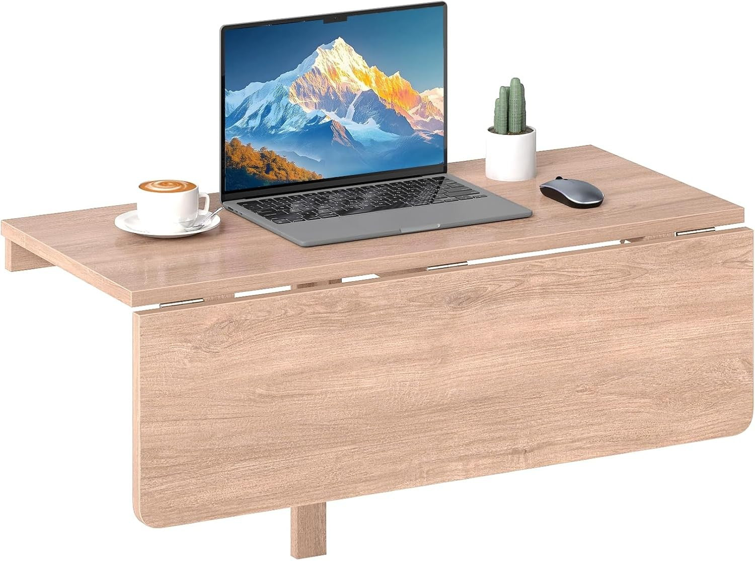 Wall Mounted Folding Desk Drop Leaf Laptop Table Space Saving Wood