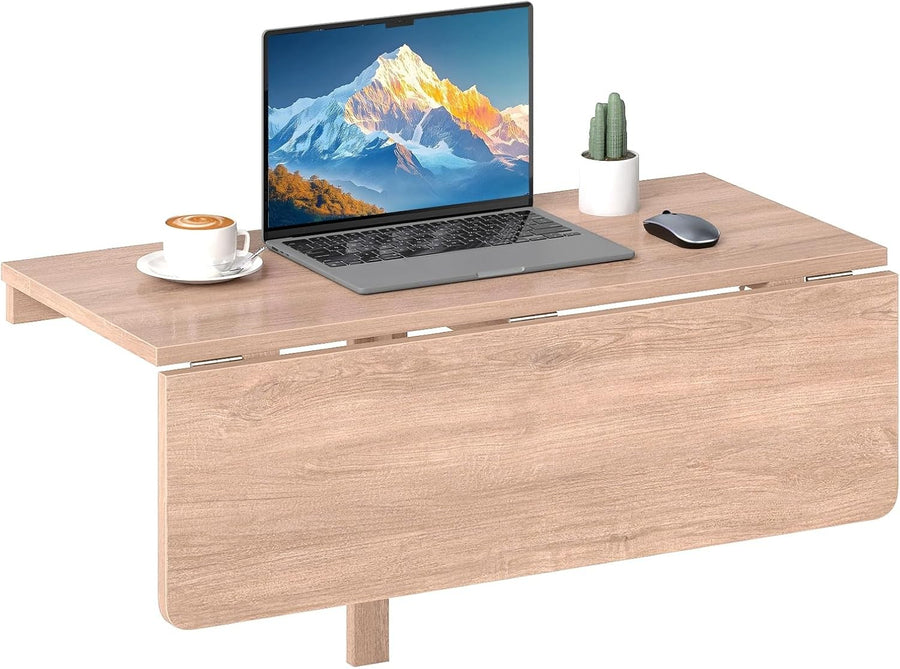 Wall Mounted Folding Desk Drop Leaf Laptop Table Space Saving Wood