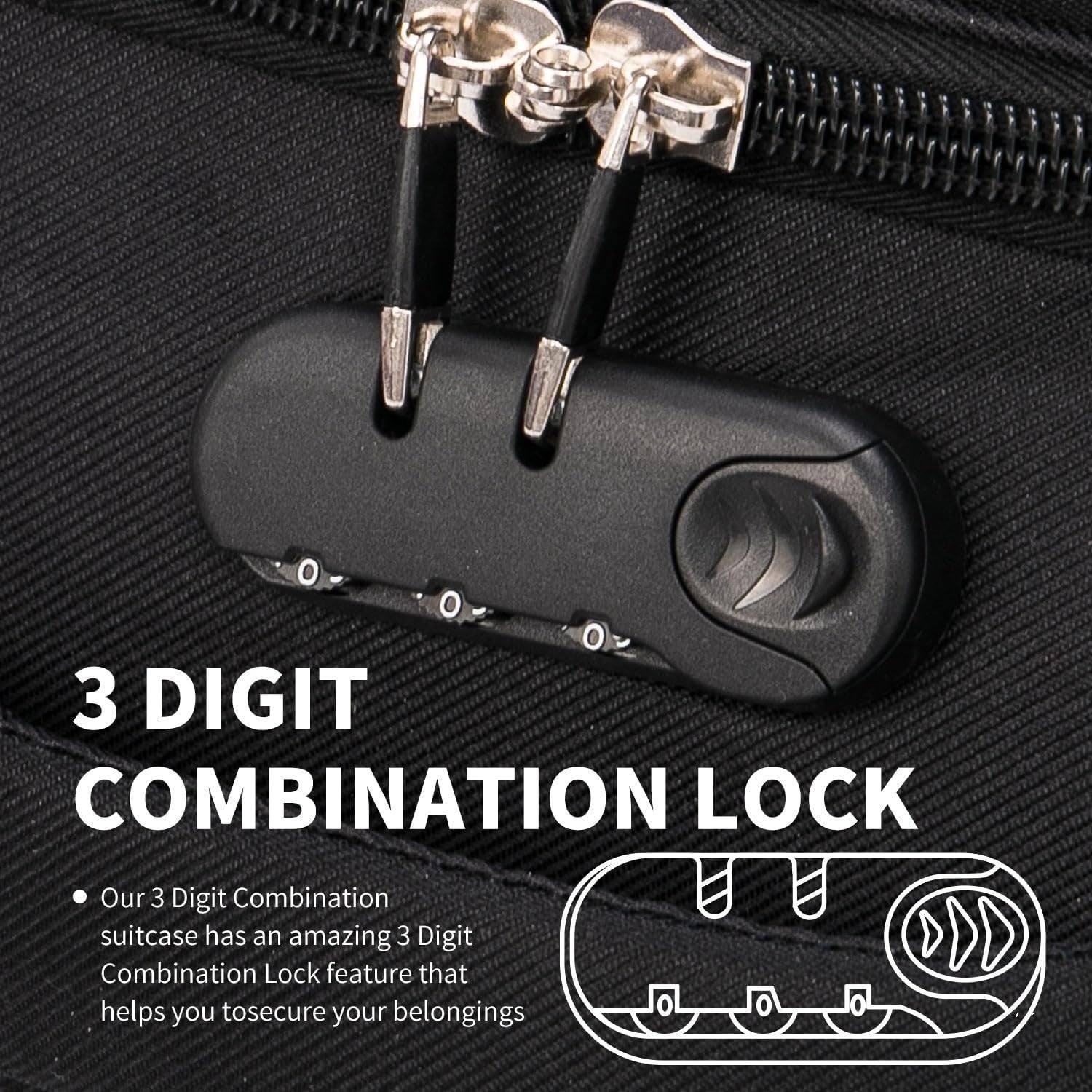 24” Medium Lightweight Expandable Suitcase 4 Wheel Travel Luggage Lock