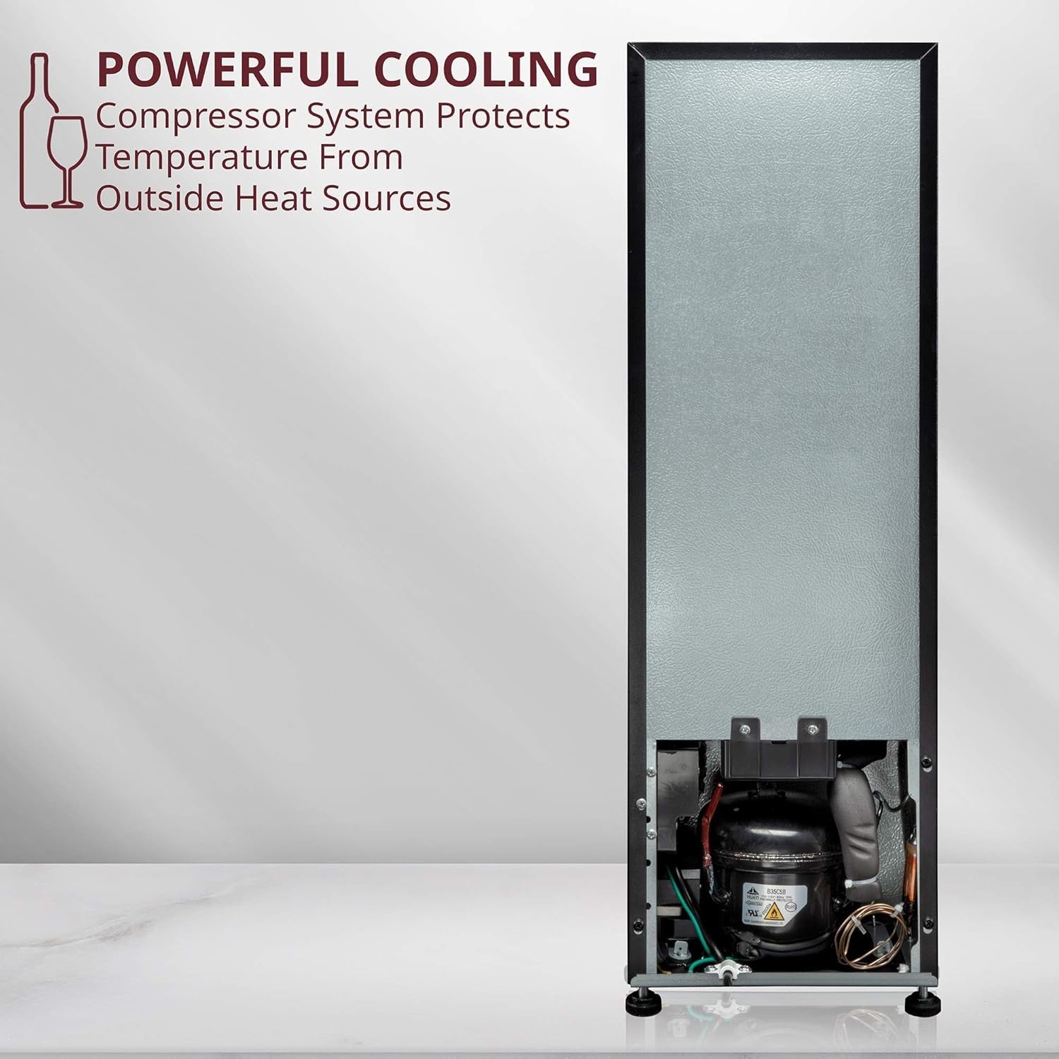 12 Bottle Wine Cooler Fridge Compressor Digital Temp Lock Black Freestanding