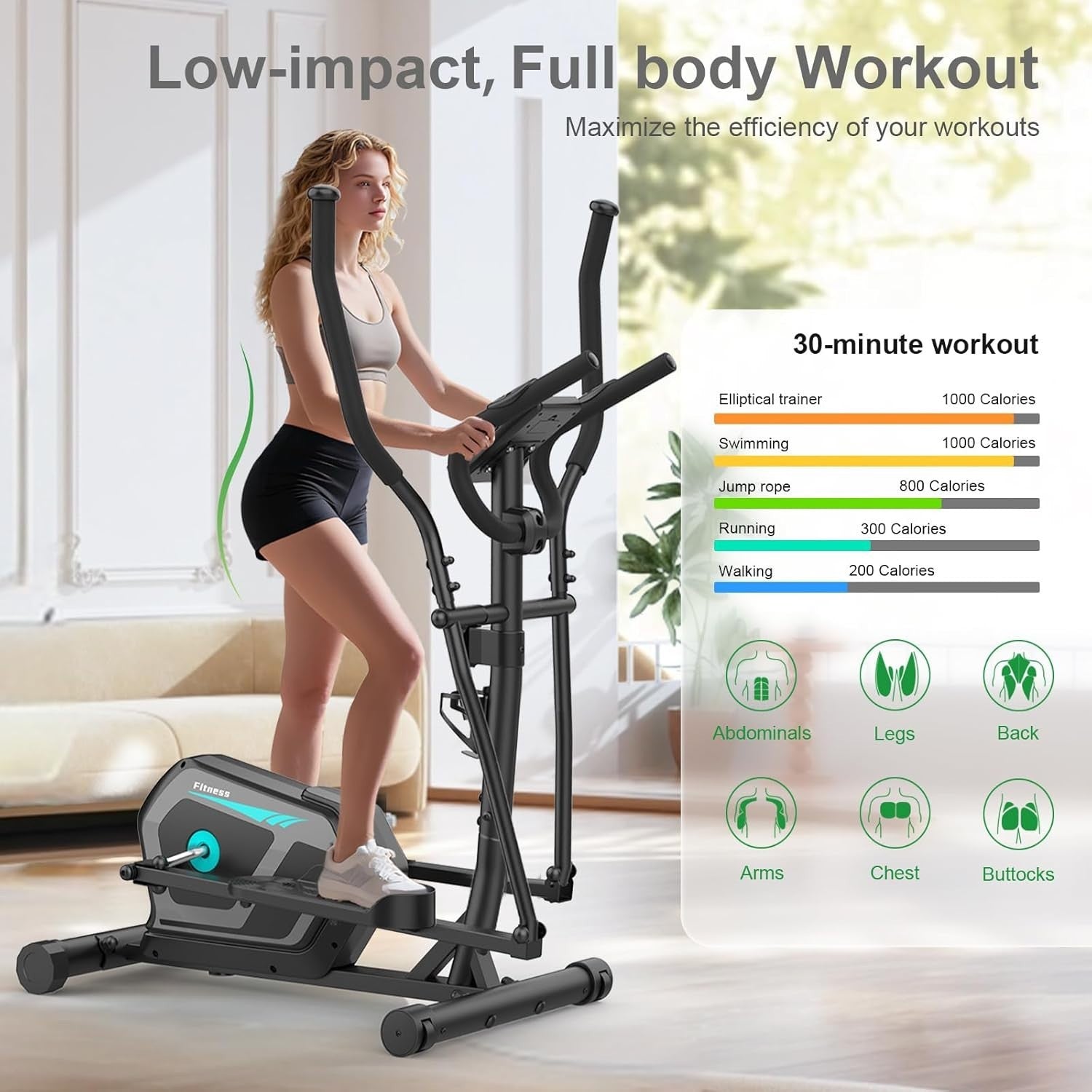 Magnetic Elliptical Cross Trainer 16-Level Quiet Home Gym Machine LCD Monitor