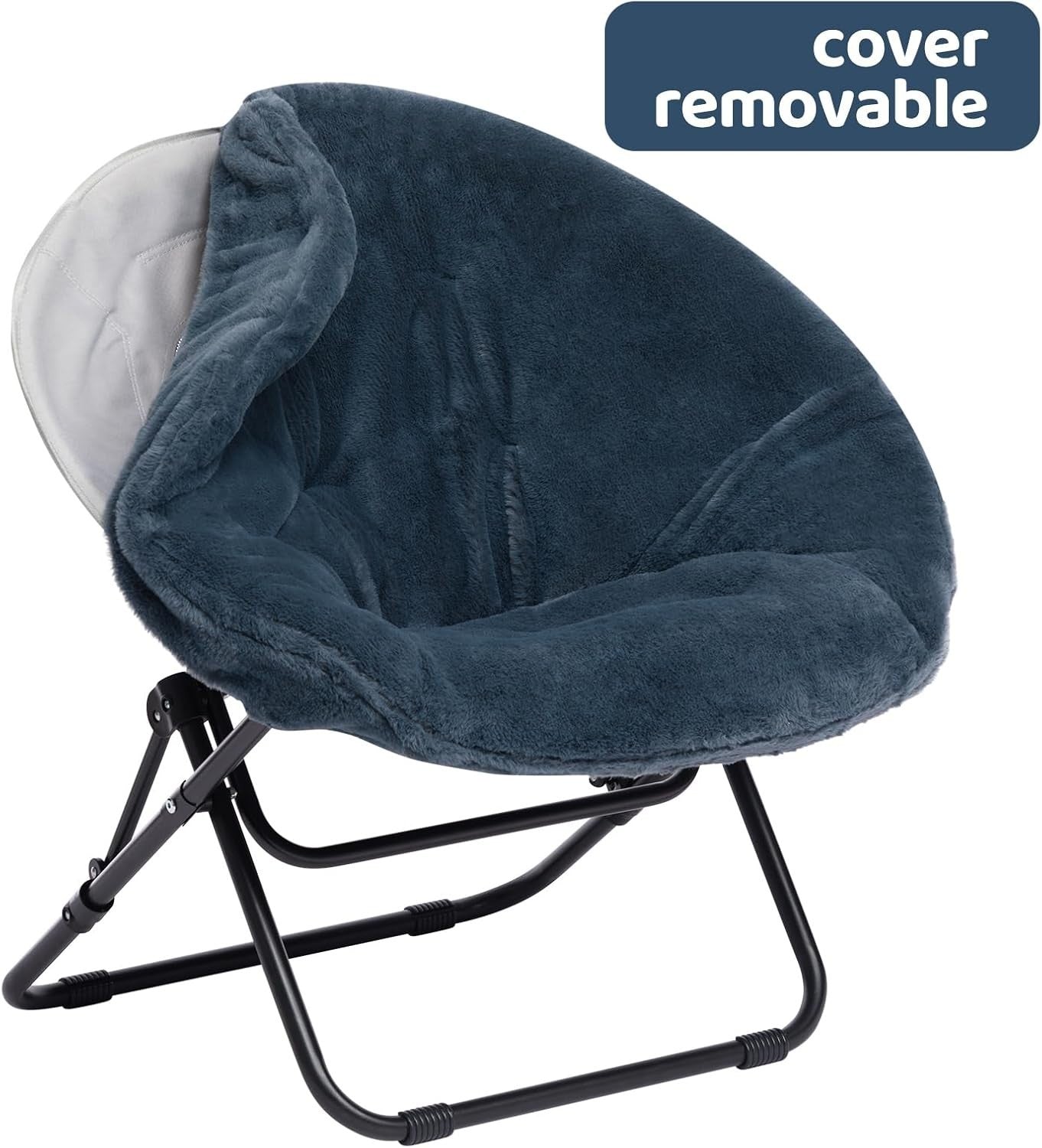 Foldable Plush Saucer Chair – Comfy Moon Armchair for Living Room & Bedroom