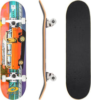 31" Double Kick Maple Skateboard Adult Beginner Pro Grip ABEC 7 PU Wheels