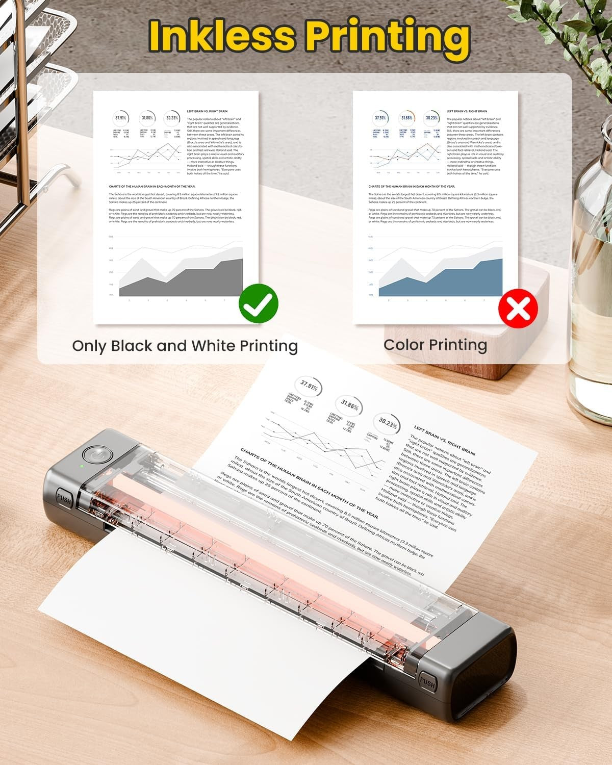 A4 Portable Bluetooth Thermal Printer Wireless Mobile Printer