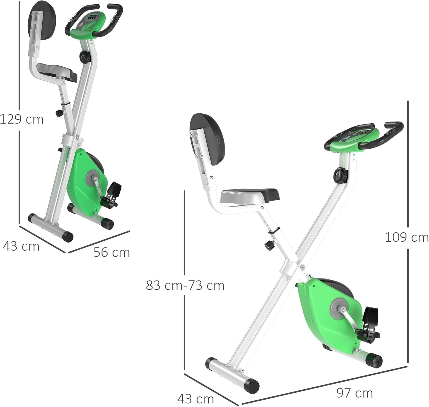 Folding Exercise Bike Green 8-Level Magnetic Resistance LCD Pulse Sensor