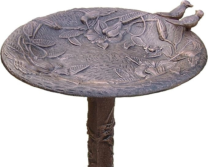 Antique Bronze Cast Bird Bath – Elegant Outdoor Hummingbird Garden Decor