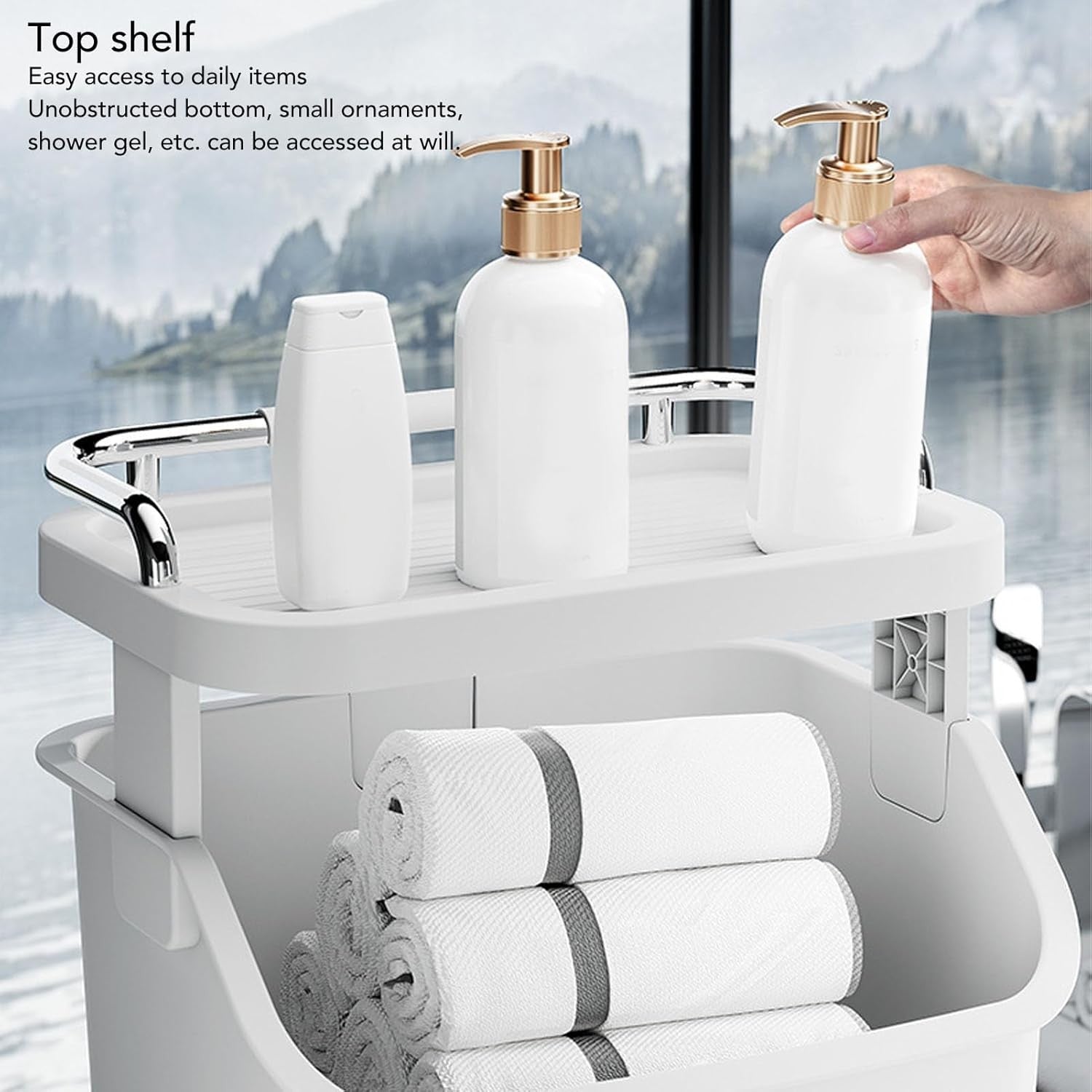 2 Tier Rolling Laundry Hamper Basket Stackable Organizer with Wheels White