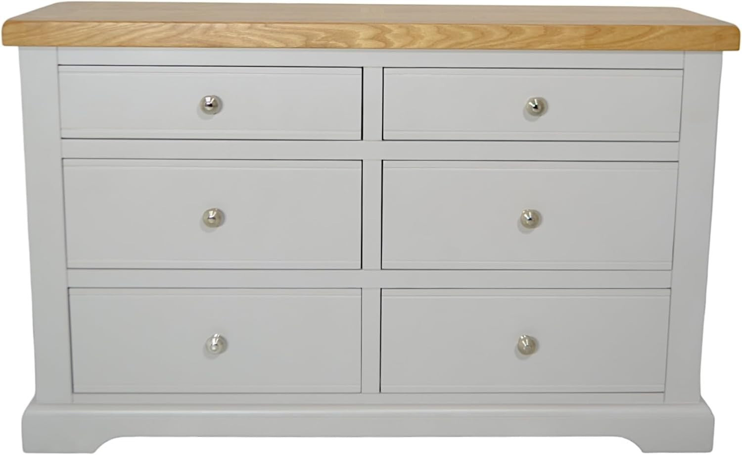 Grey Chest of 6 Drawers Oak Top, Bedroom Storage, Ready Assembled