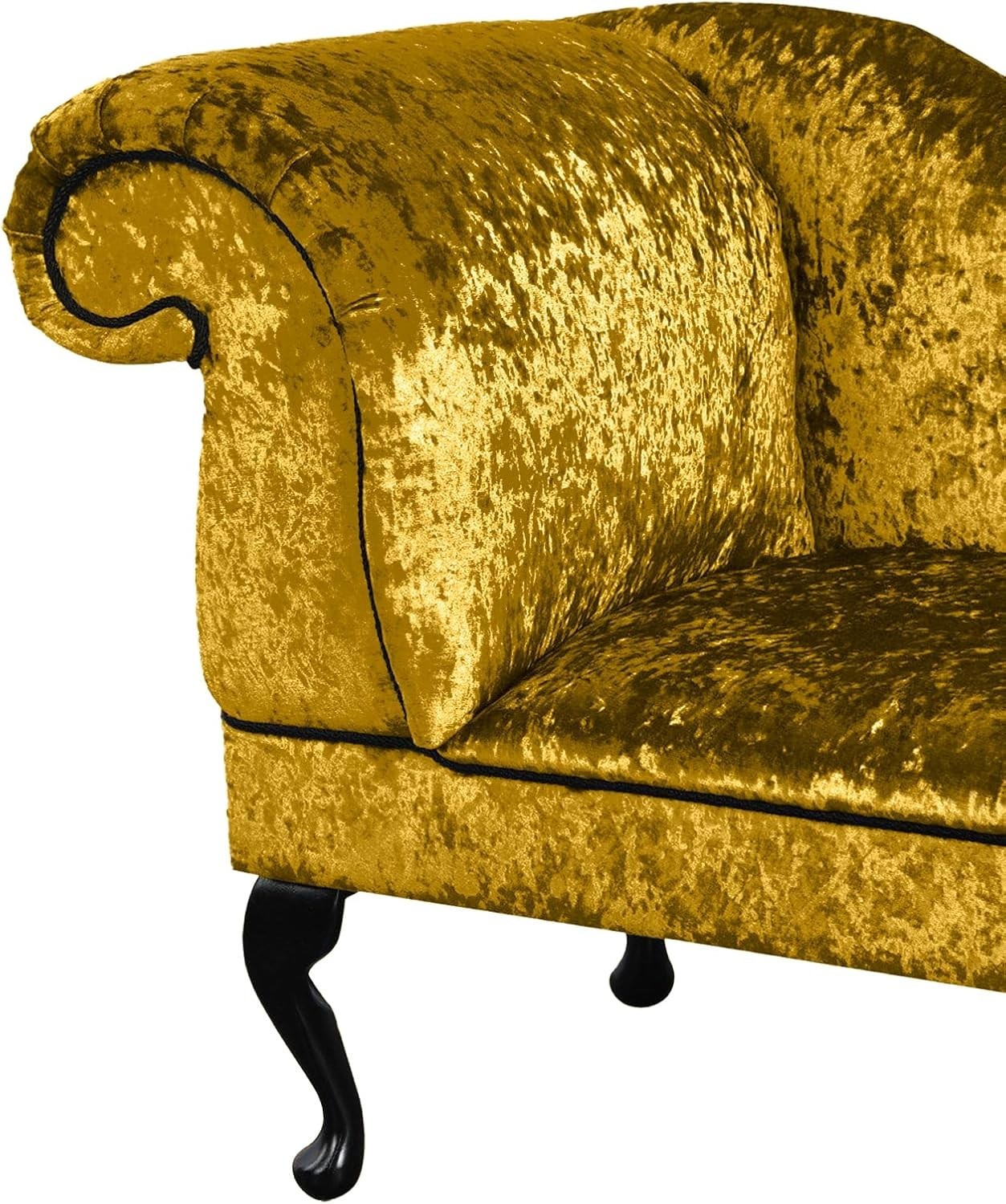 Shimmer Velvet Chaise Lounge Sofa Gold – Left Hand, UK Handmade