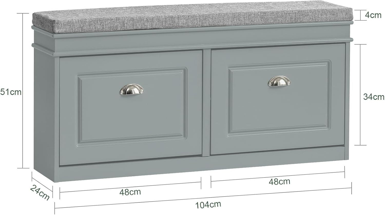 Grey Shoe Storage Bench with Seat & 2 Flip Drawers – Modern Hallway Organizer
