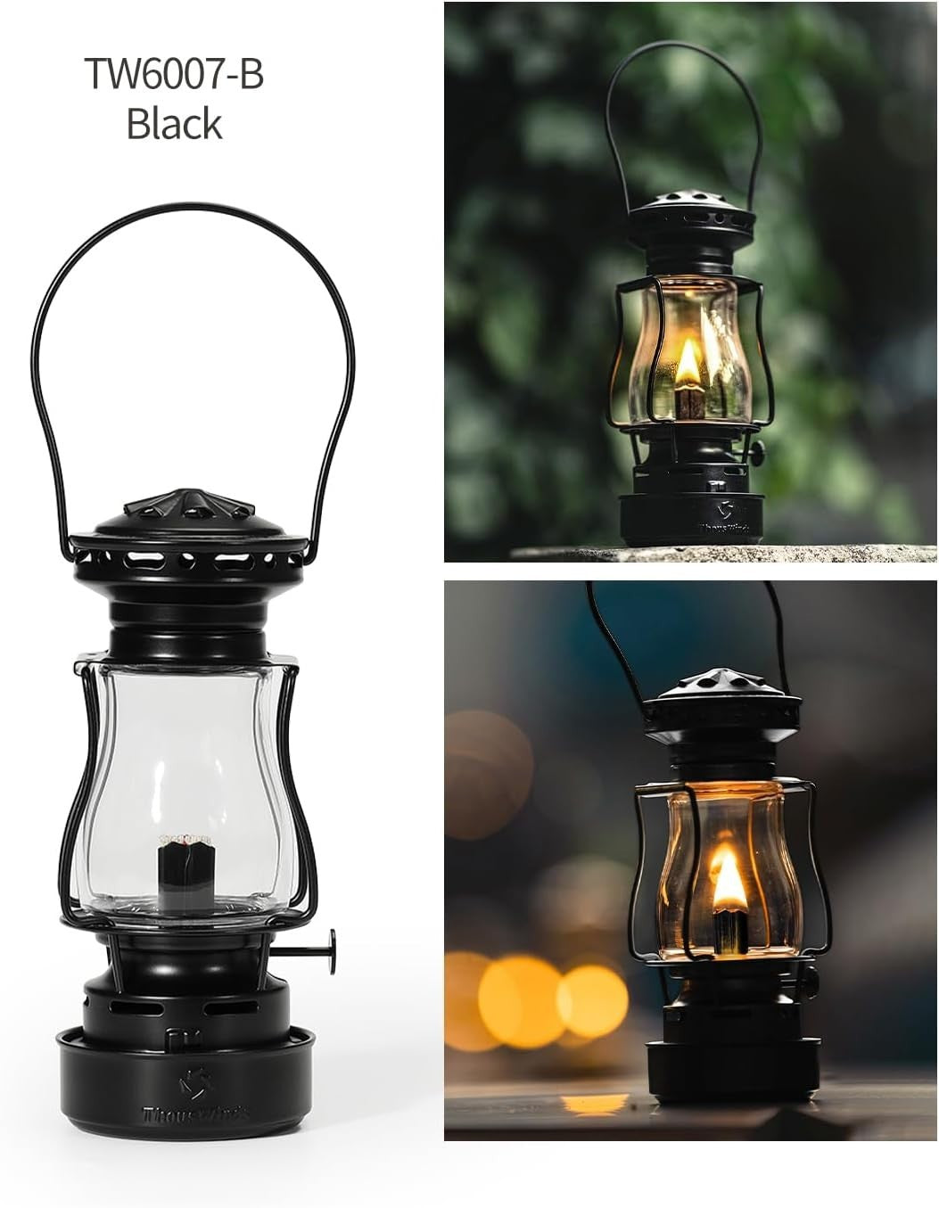 Vintage Black Oil Lantern Steel 110ml Paraffin Lamp