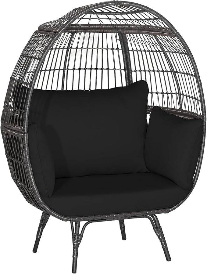 2 Seater Rattan Egg Chair with Cushions – Indoor Outdoor Garden Lounger