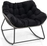 Outdoor Rattan Rocking Chair with Thick Cushion – Patio Egg Lounge Seat