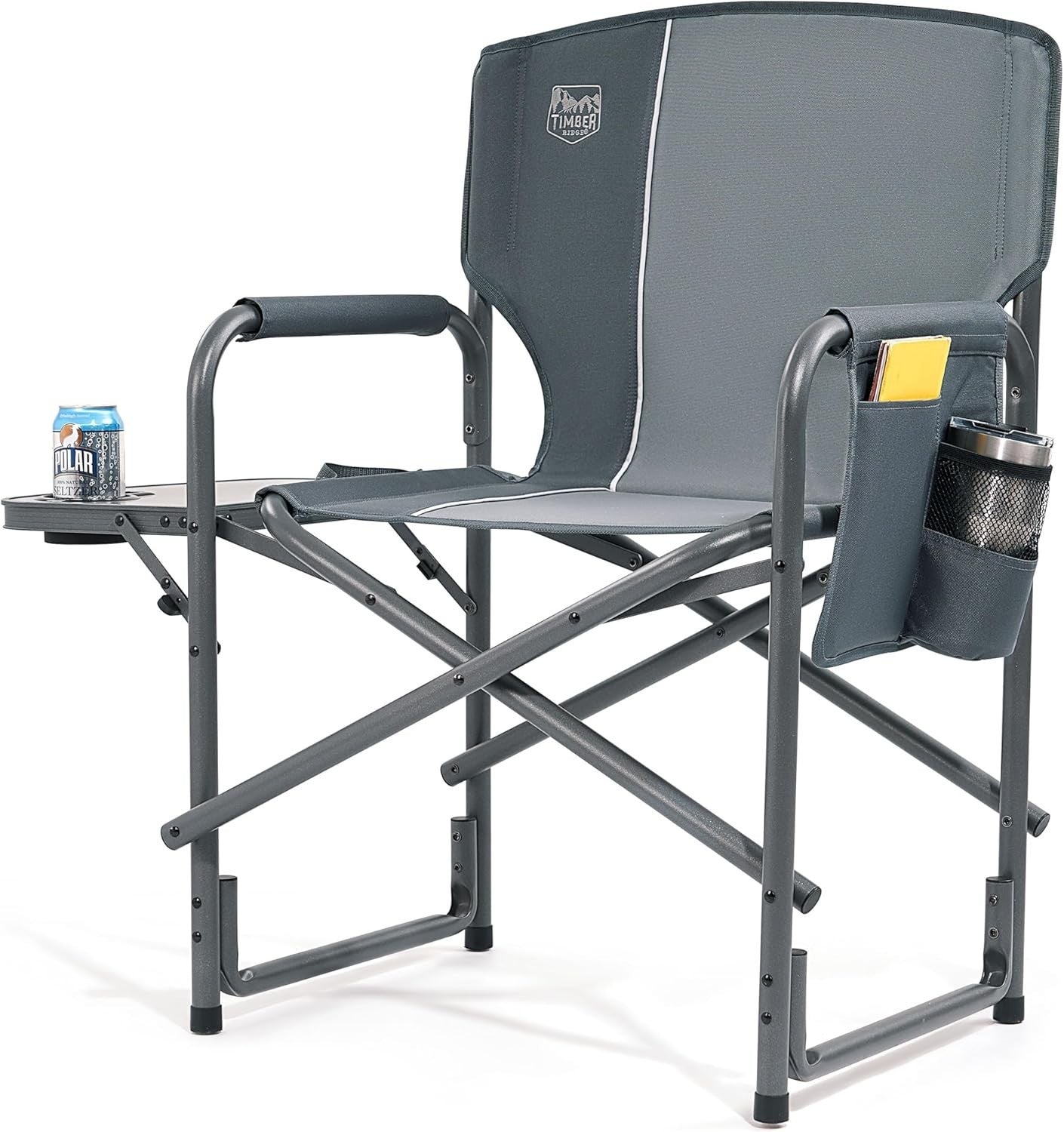 Heavy Duty Folding Camping Chair with Side Table | Outdoor Portable Seat 180kg