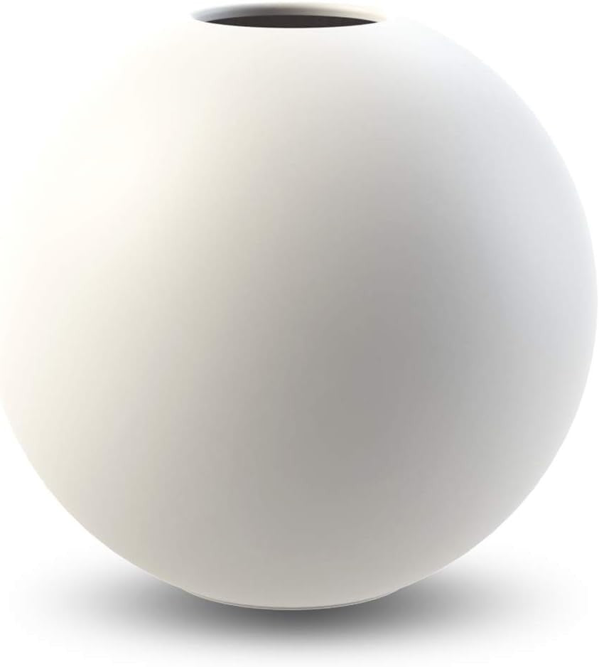 White Ceramic Ball Vase 20cm Modern Round Table Minimal Home Decor